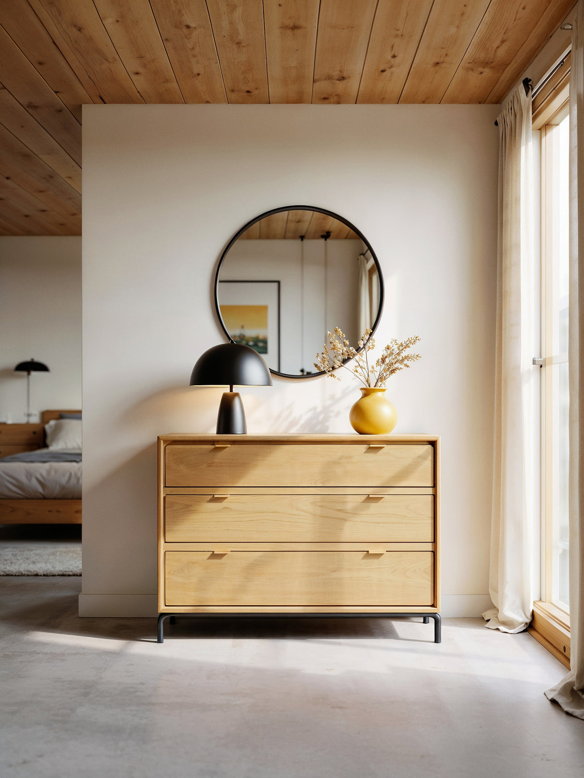 Three-Drawer Wooden Dresser
