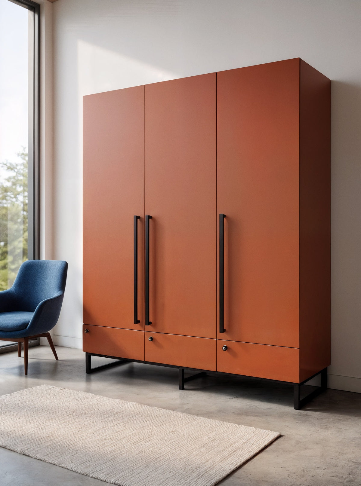 Three-Door Wardrobe with Drawers-2