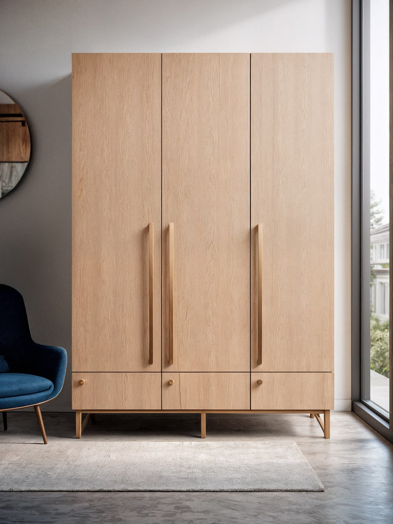 Three-Door Wardrobe with Drawers-4