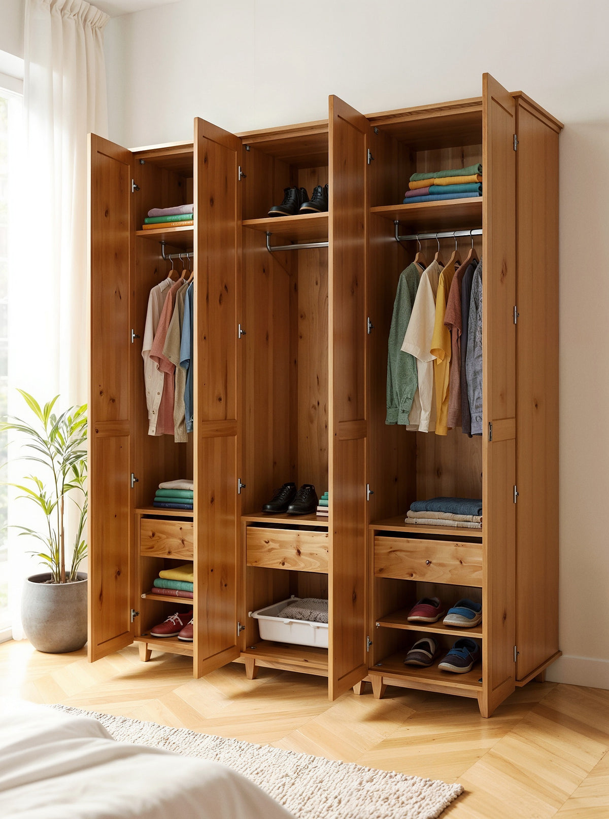 Triple Wooden Wardrobe-3