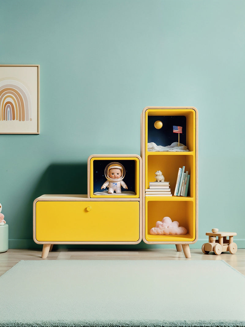 Stepped Storage Shelf with Drawer-2