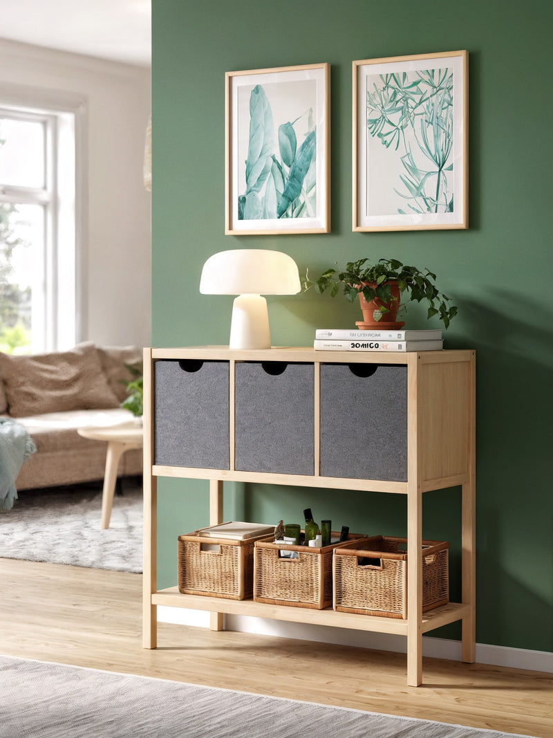Storage Bench with Fabric Bins-2
